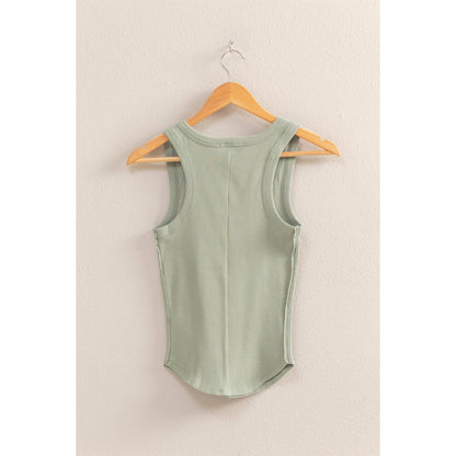 DZ25C448-Scoop Neck Ribbed Tank Top