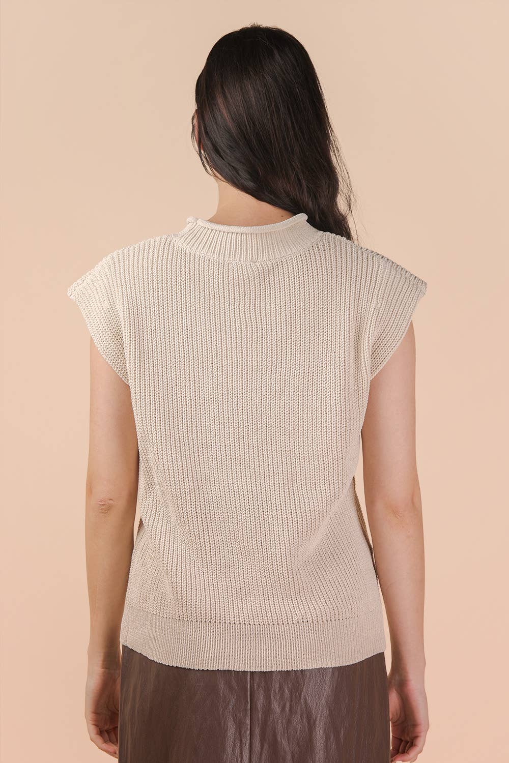 12W3112N-Oversized Soft Knit Sweater Vest Top