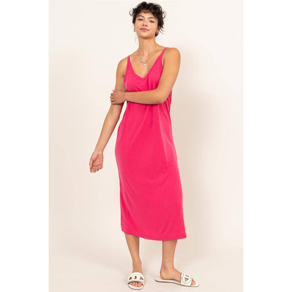 DZ24C269-Soft V-Neck Midi Dress