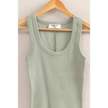 DZ25C448-Scoop Neck Ribbed Tank Top