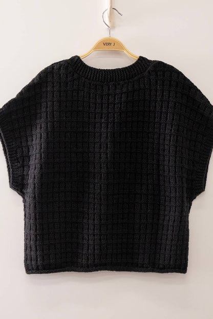 12W3719N-Waffle Texture Crop Cardigan
