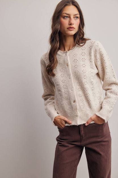 Pointelle Knit Button Cardigan FSW0069