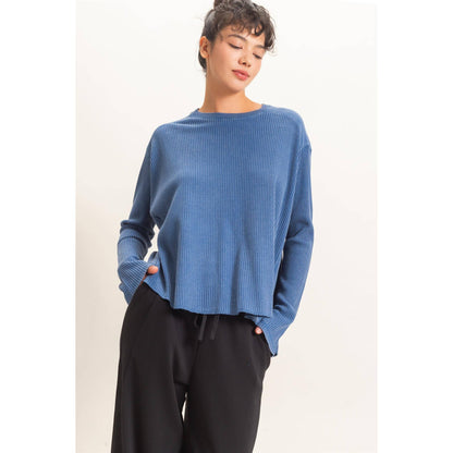 Oversized Mineral Washed Waffle Knit Top