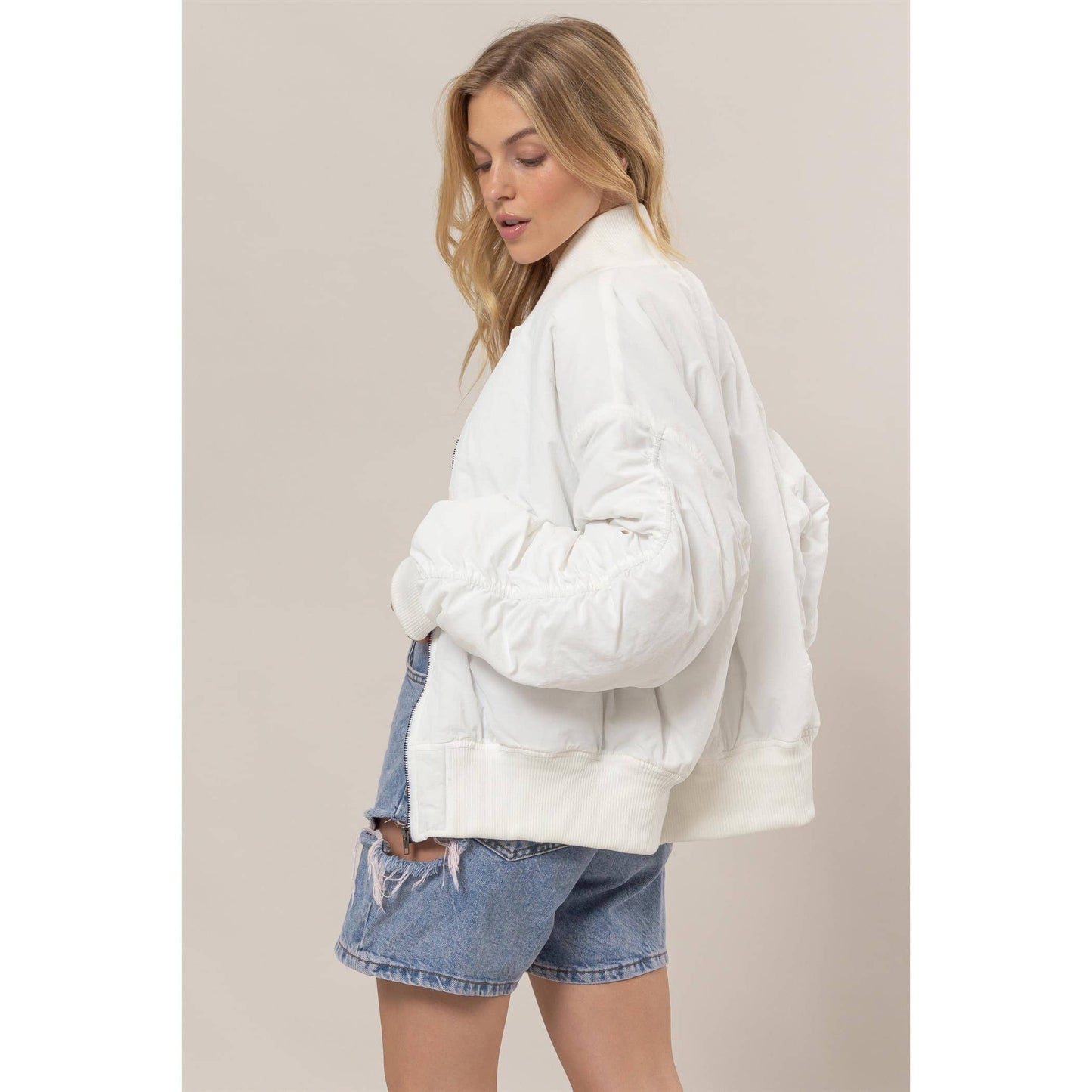 Oversized Bomber Puffer Jacket