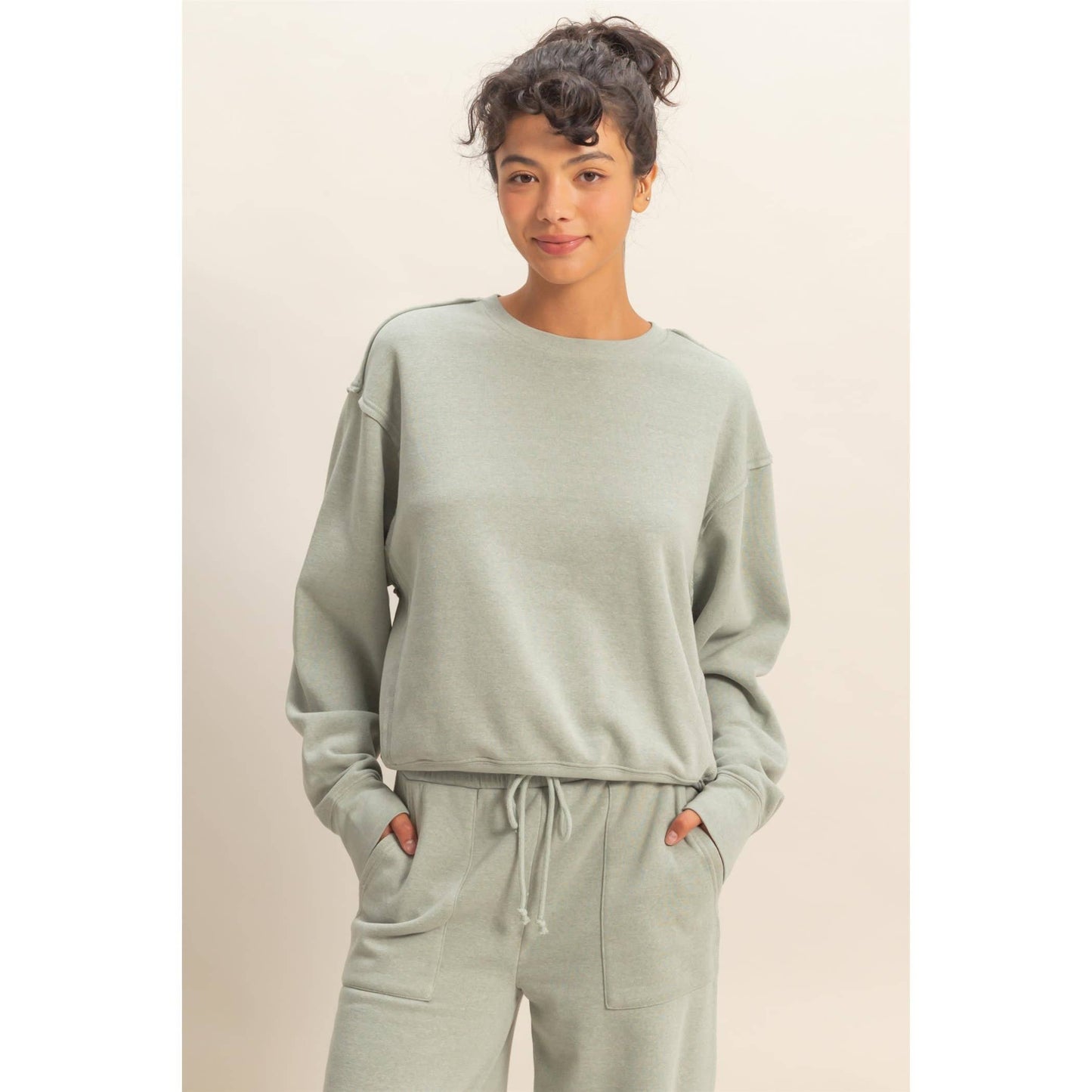 Raw Edge Detail Burnout Sweatshirt