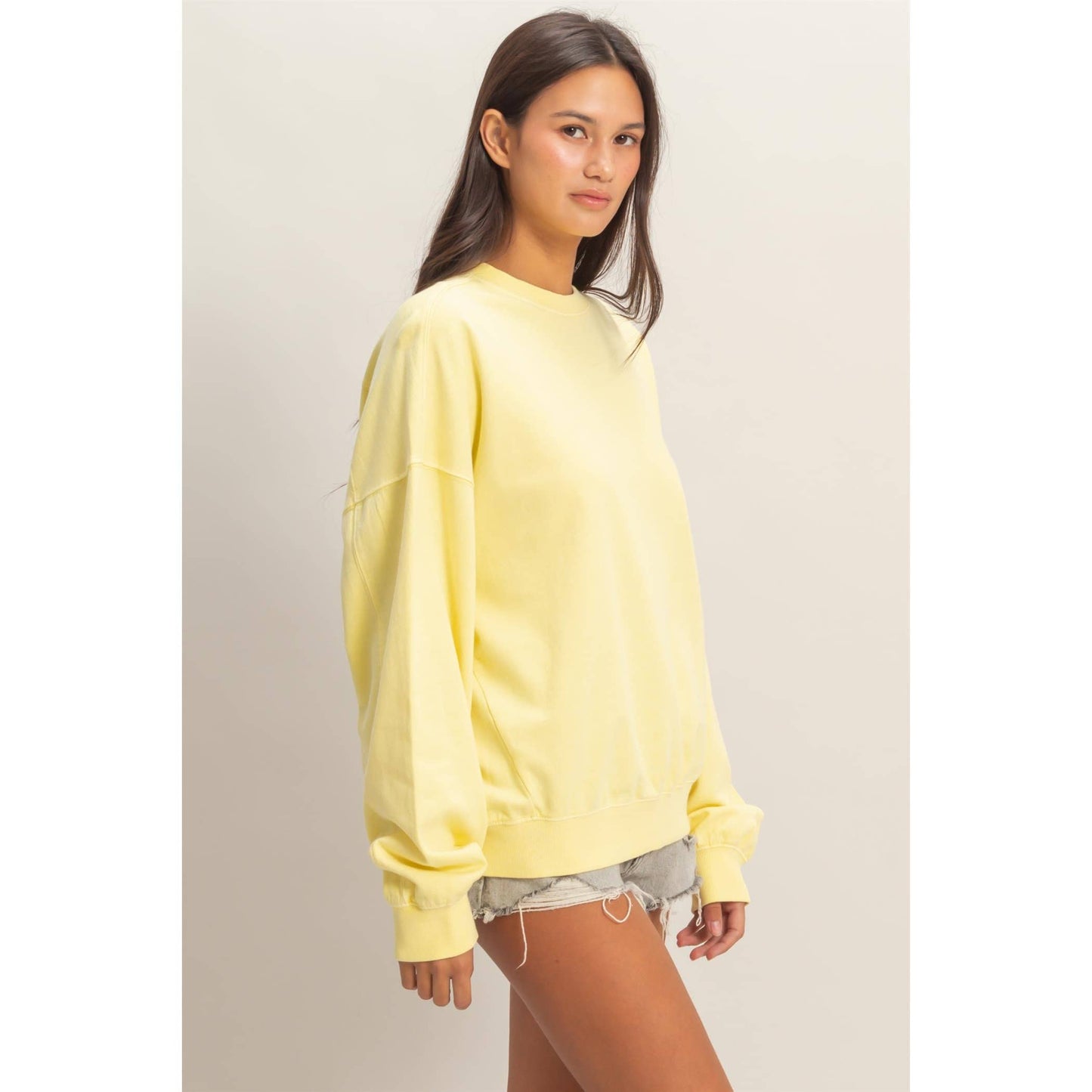 Ribbed Crew Neck Sweatshirt