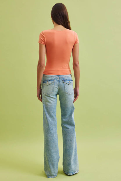 NEW SHADE[SOFT CORE] SQUARE NECK KNIT TEE