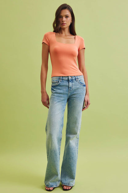 NEW SHADE[SOFT CORE] SQUARE NECK KNIT TEE