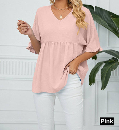 Textured Ruffled Gathered Top