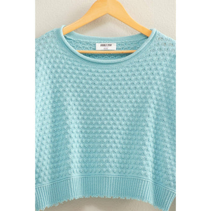 Textured Round Neck Long Sleeve Sweater