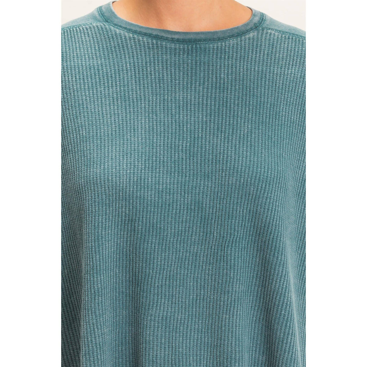 Oversized Mineral Washed Waffle Knit Top