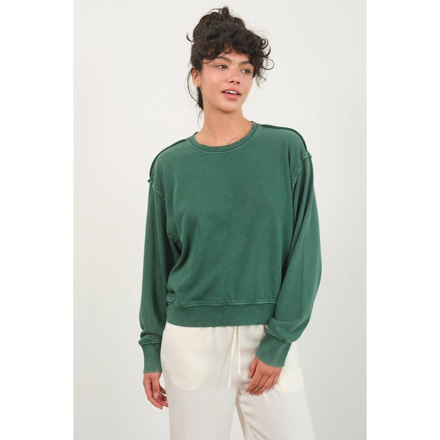 -Drop Shoulders Crewneck Sweatshirt