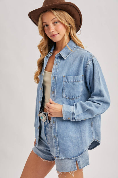 DENIM BUTTON DOWN OVERSIZED SHIRTS