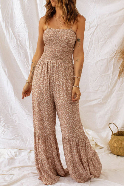 Wide Ruffled Legs Floral Jumpsuit