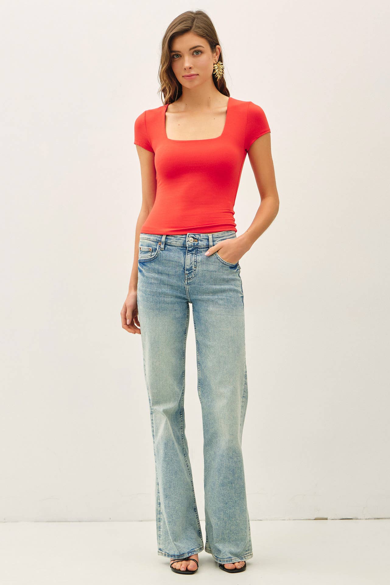 NEW SHADE[SOFT CORE] SQUARE NECK KNIT TEE