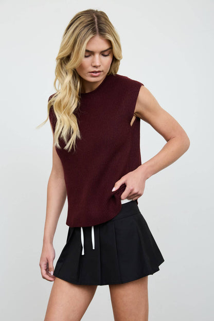 RAW MOCK NECK DOLMAN SLEEVE SWEATER KNIT TOP