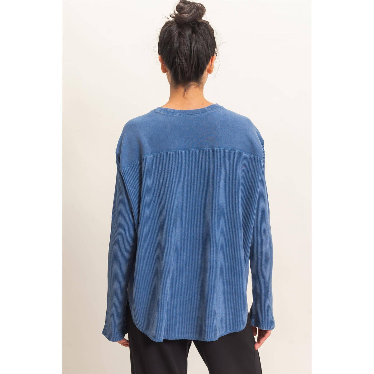 Oversized Mineral Washed Waffle Knit Top
