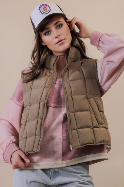 Solid & Leopard Puffer Padded Warm Vest