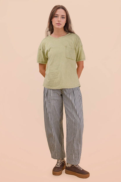 NT11108-Mineral Washed Knit Top with Pocket