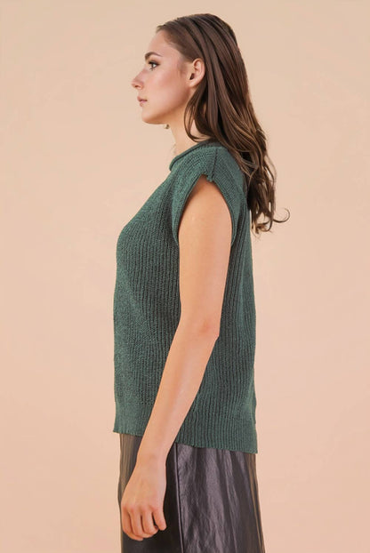 12W3112N-Oversized Soft Knit Sweater Vest Top