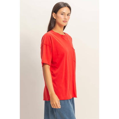 Washed Pocket Crew Neck T-Shirt