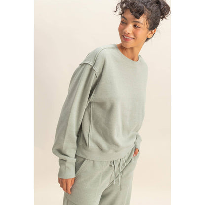 Raw Edge Detail Burnout Sweatshirt
