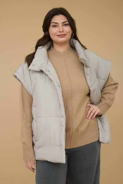 PLUS OVERSIZED SNAP BUTTON PUFFER VEST