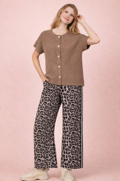 12W3653N-Button Down Solid Knit Summer Sweater Top