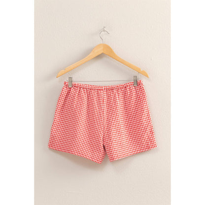 DZ25A957-Gingham Pattern Relaxed Fit Shorts