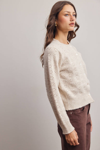 Pointelle Knit Button Cardigan FSW0069