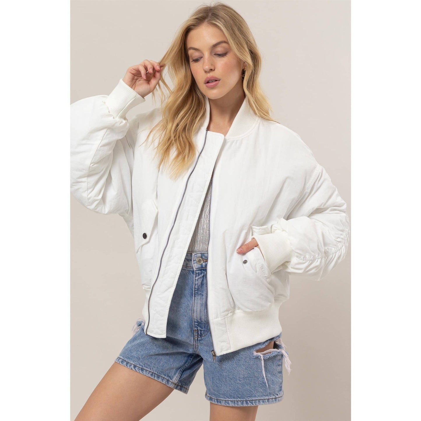 Oversized Bomber Puffer Jacket