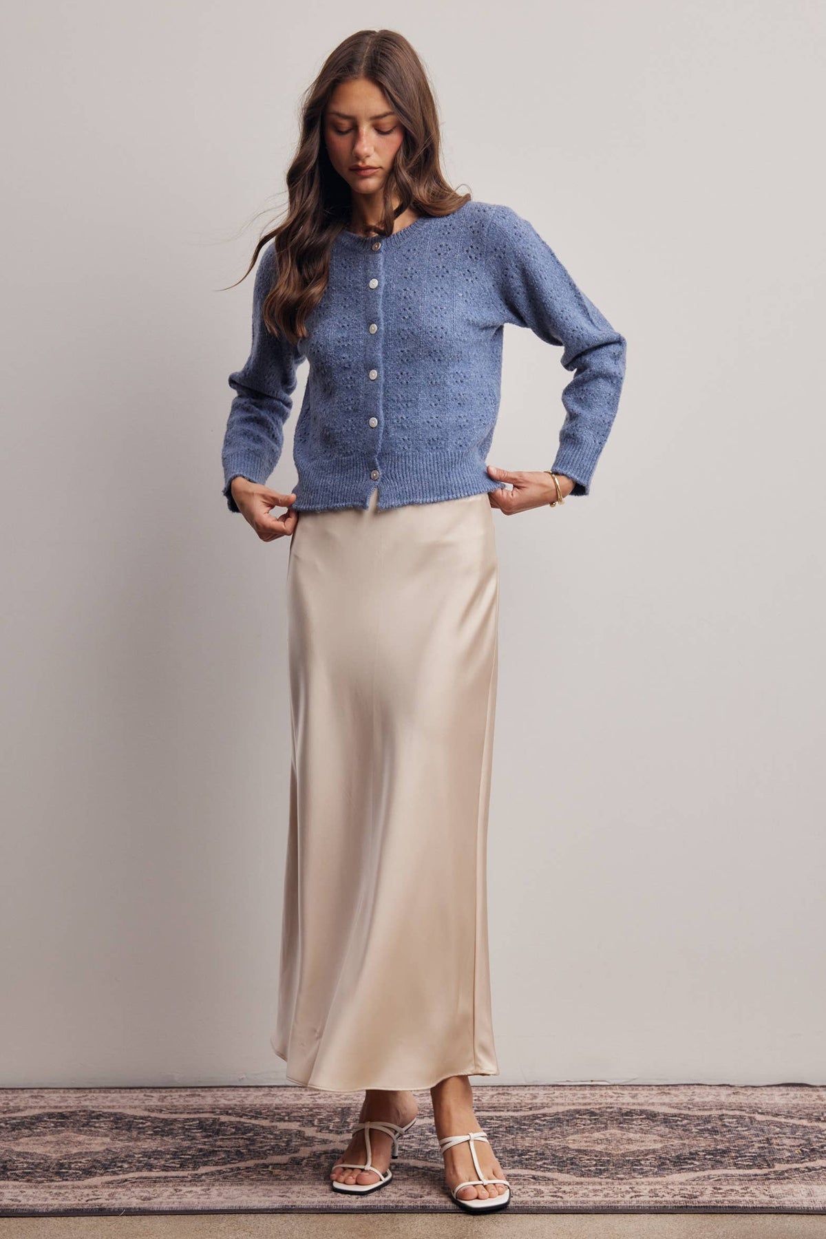 Pointelle Knit Button Cardigan FSW0069