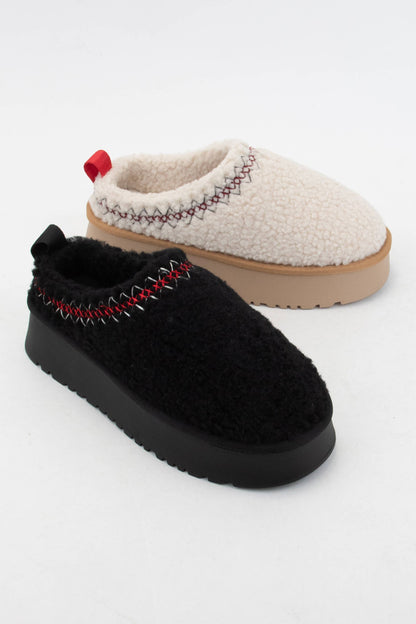 ISAAC BORG FUR PLATFORM SHERPA SLIPPERS