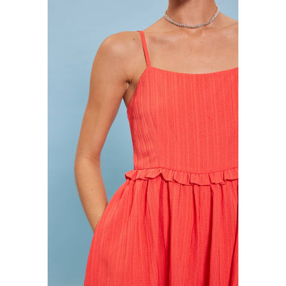 CRINKLED RUFFLE WAIST DETAIL ROMPER