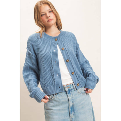 Textured Knit Button-Front Cardigan