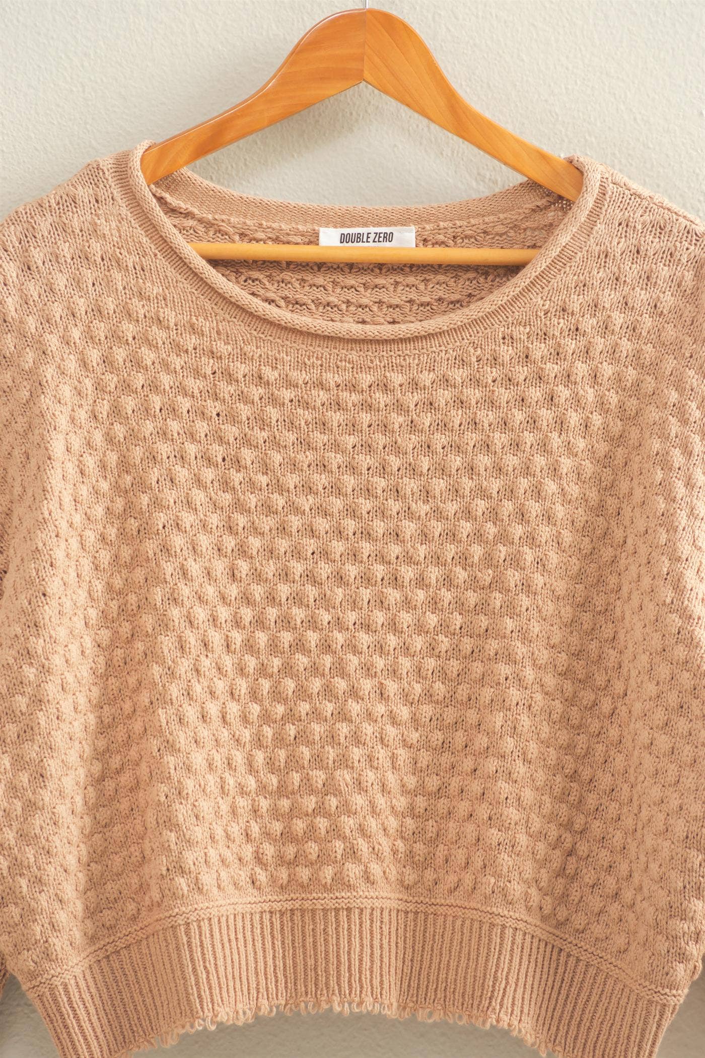 Textured Round Neck Long Sleeve Sweater
