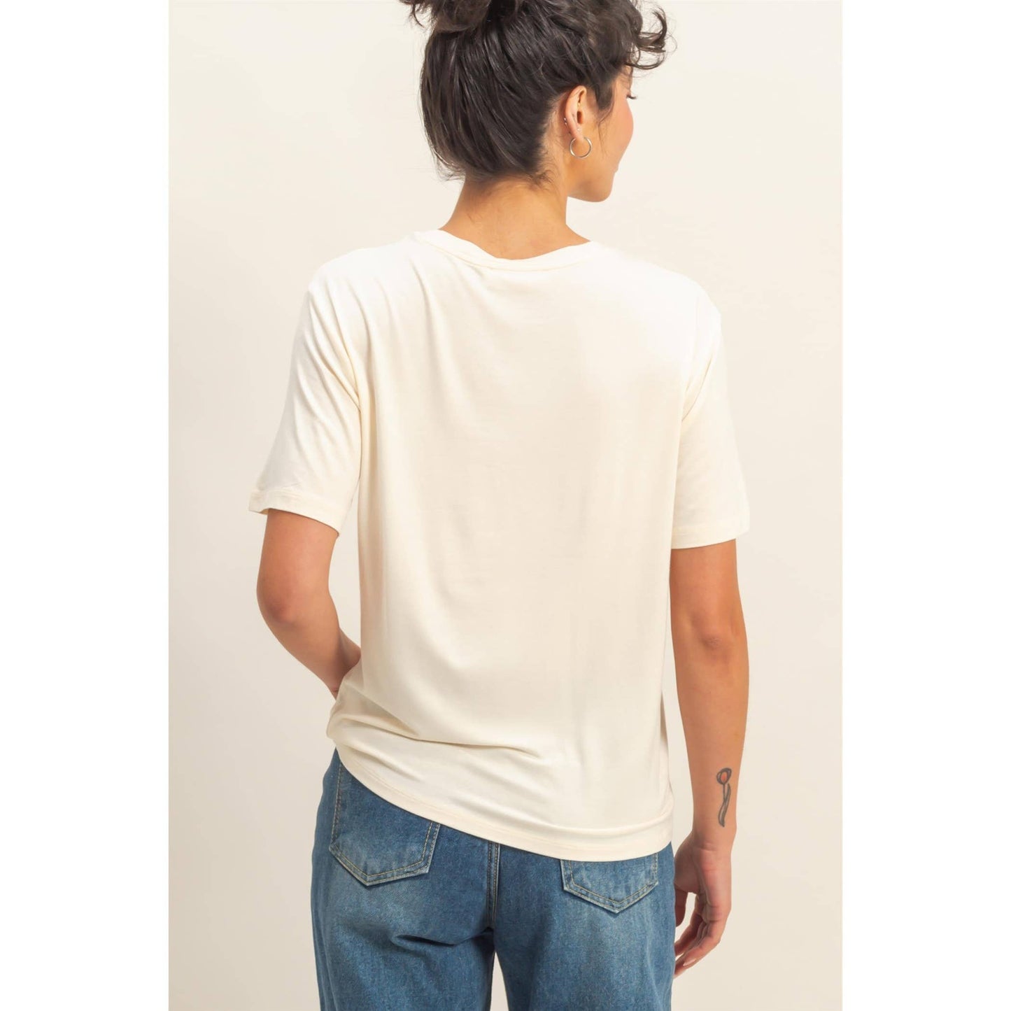 Classic Crew Neck Short Sleeve Pocket Top