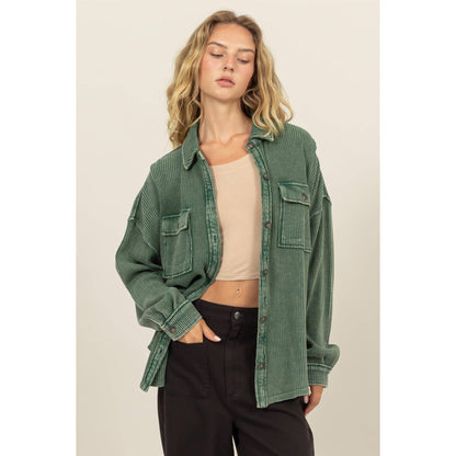 Waffle Oversized Button Up Shacket