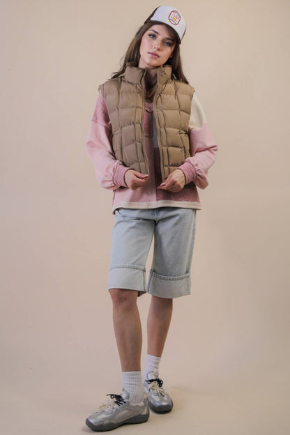 Solid & Leopard Puffer Padded Warm Vest