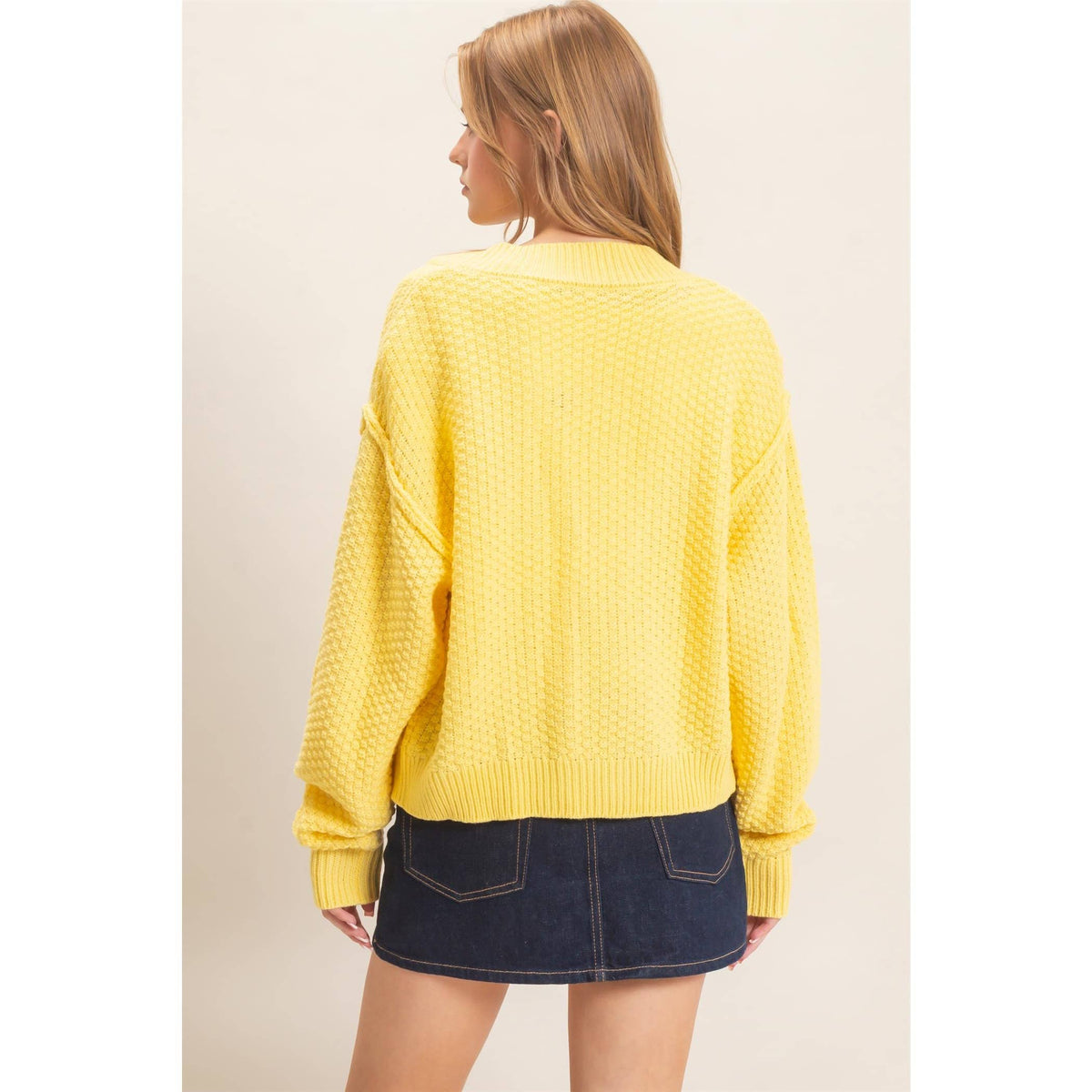 Textured Knit Button-Front Cardigan