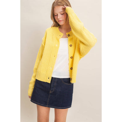 Textured Knit Button-Front Cardigan