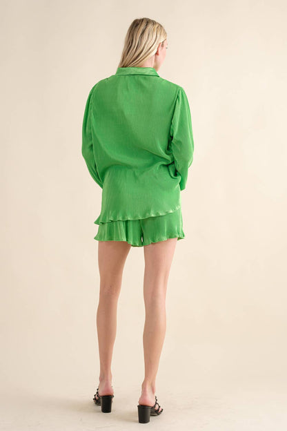 Accordian Blouse Short Lounge Set