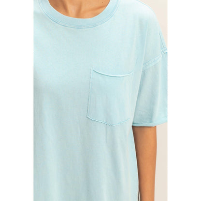 Washed Pocket Crew Neck T-Shirt