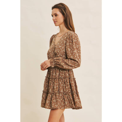 ROMANTIC FLORAL WRAP  DRESS WITH TIERED RUFFLES