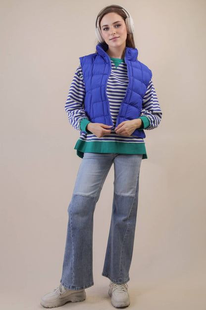 Solid & Leopard Puffer Padded Warm Vest