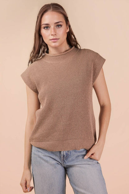 12W3112N-Oversized Soft Knit Sweater Vest Top