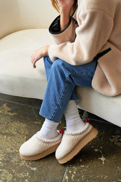 ISAAC BORG FUR PLATFORM SHERPA SLIPPERS