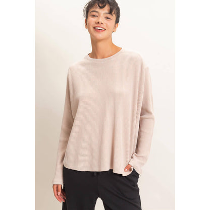 Oversized Mineral Washed Waffle Knit Top