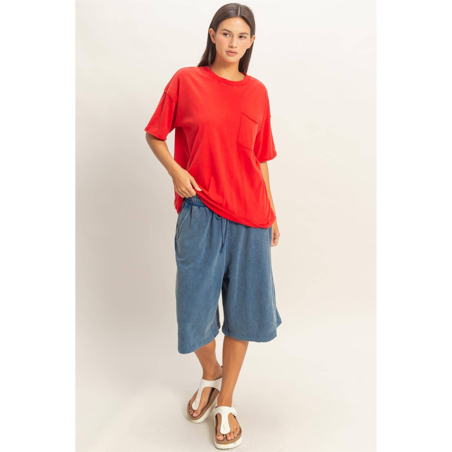 Washed Pocket Crew Neck T-Shirt