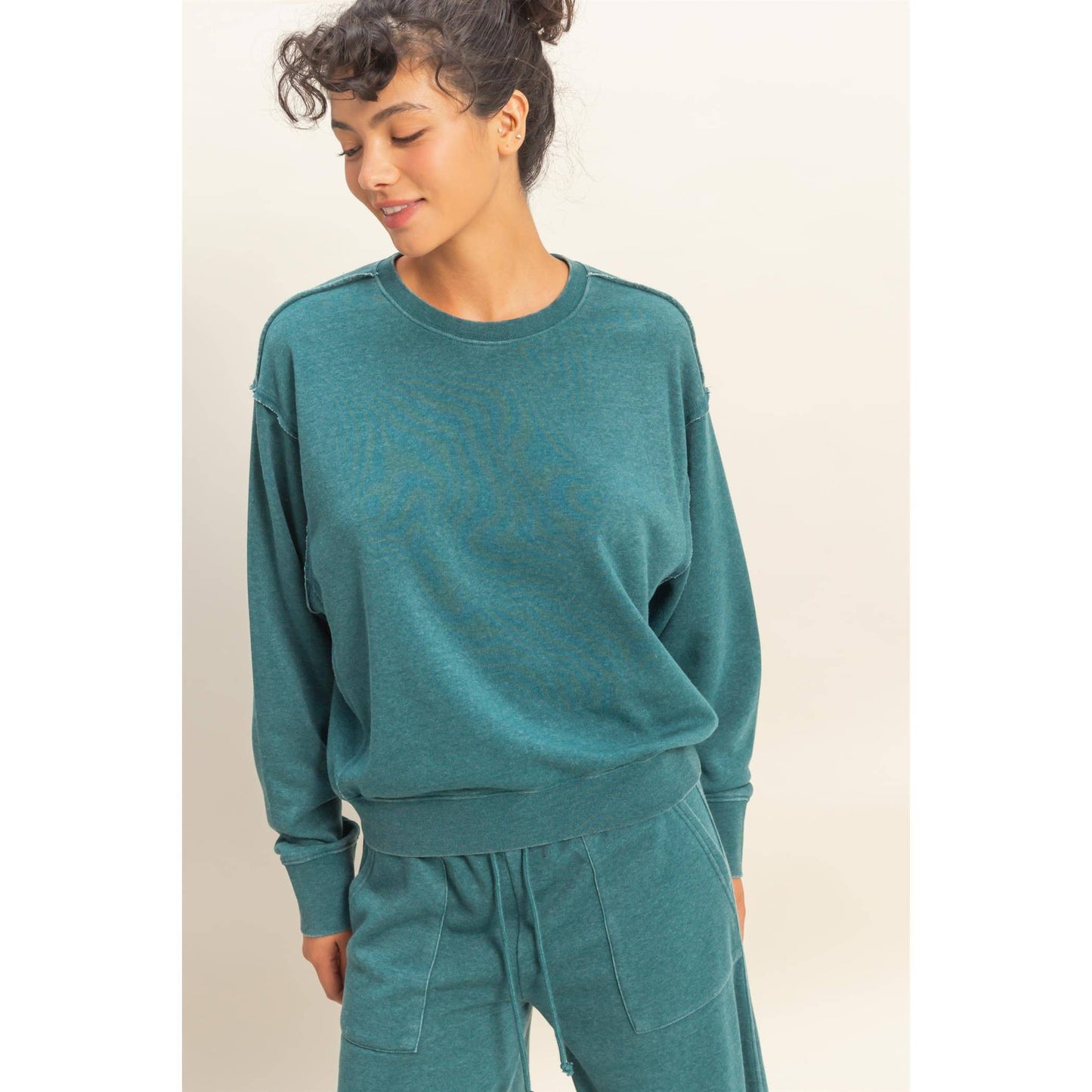 Raw Edge Detail Burnout Sweatshirt